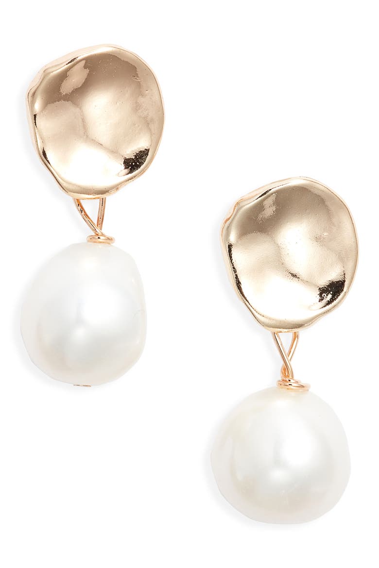 Polly Freshwater Pearl Drop Earrings, Main, color, GOLD