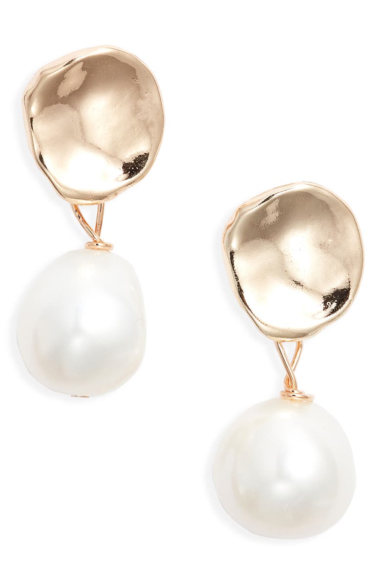 Kiara by Ki-ele Polly Freshwater Pearl Drop Earrings, Main, color, Gold