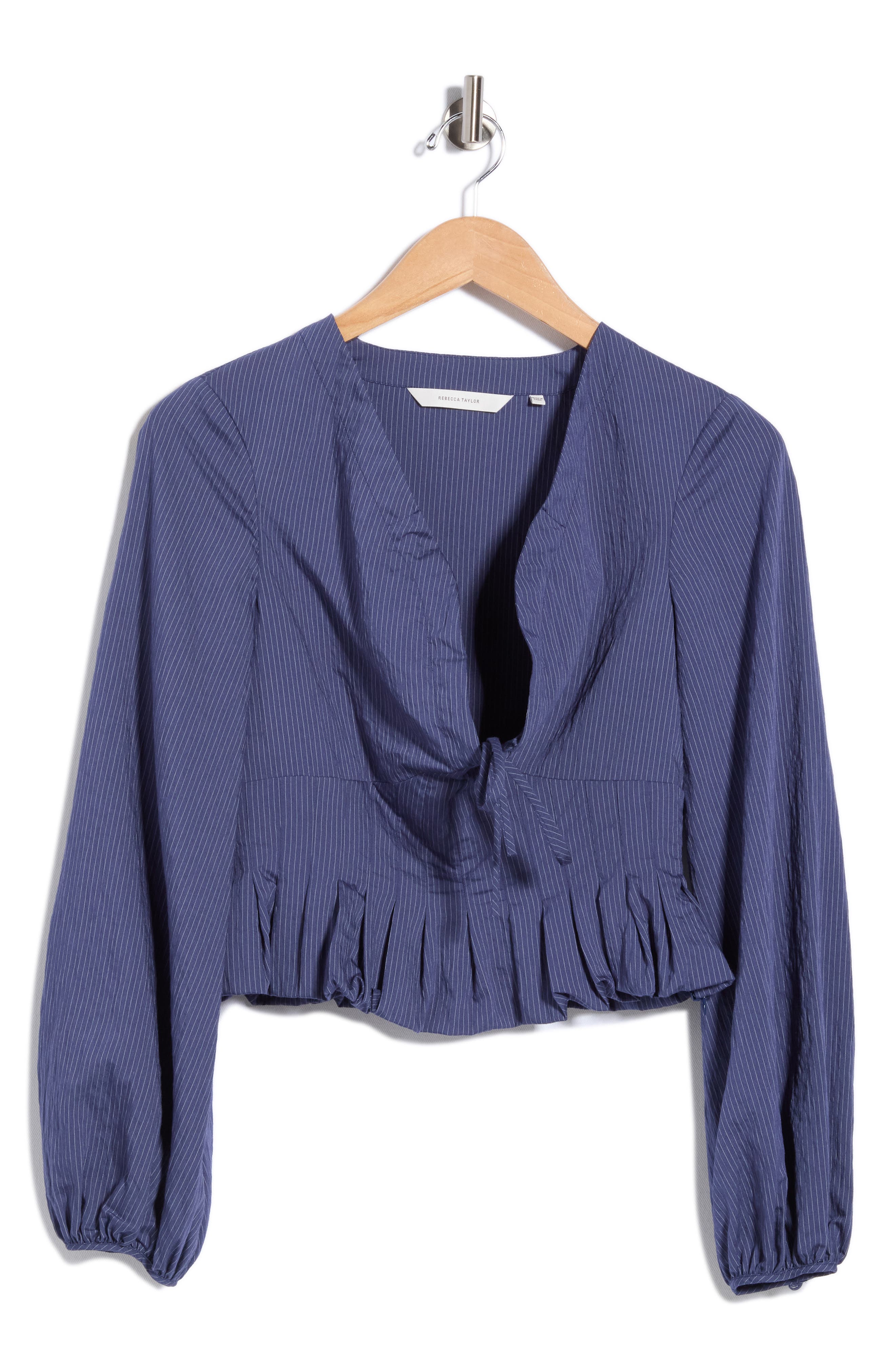 Allegra Stripe Long Sleeve Crop Peplum Top