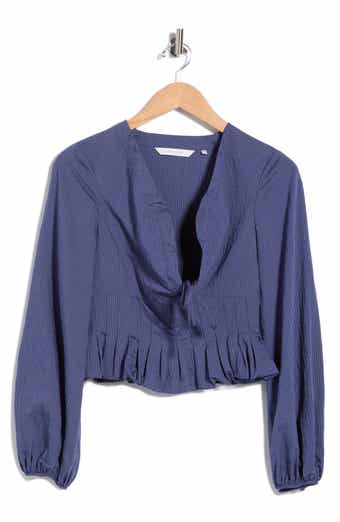 Allegra Stripe Long Sleeve Crop Peplum Top