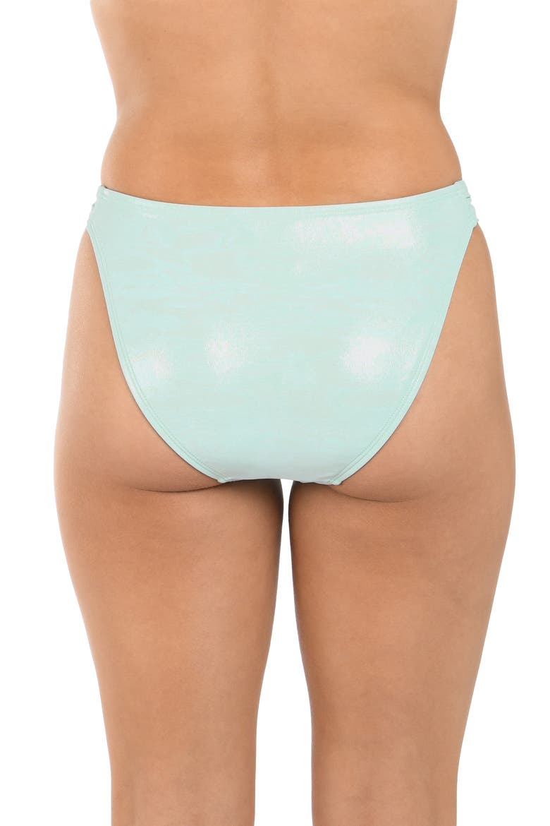 Iridescent Shirred Side Bikini Bottoms, Alternate, color, MINT