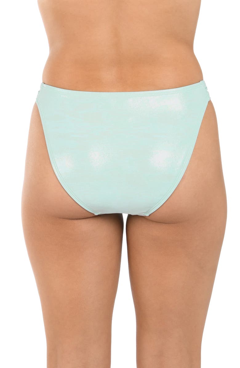 Citrus Iridescent Shirred Side Bikini Bottoms, Alternate, color, Mint