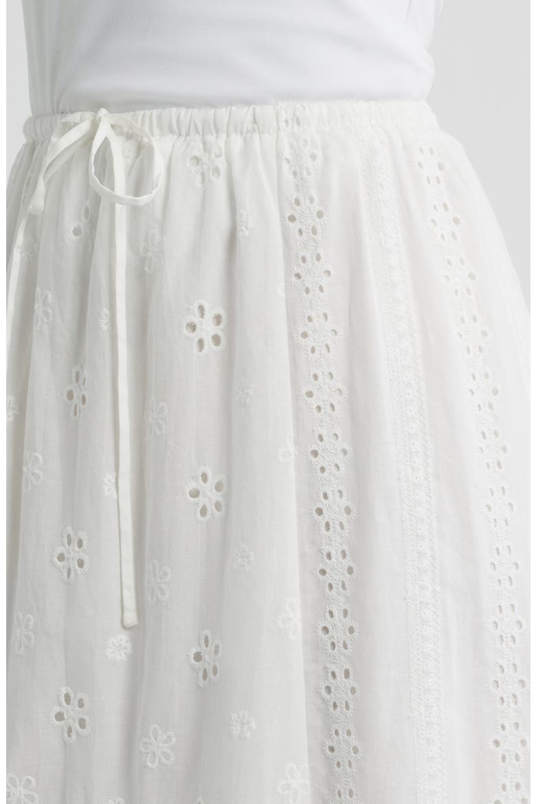 Ruffle Embroidered Eyelet Tiered Maxi Skirt, Alternate, color, OFF WHITE