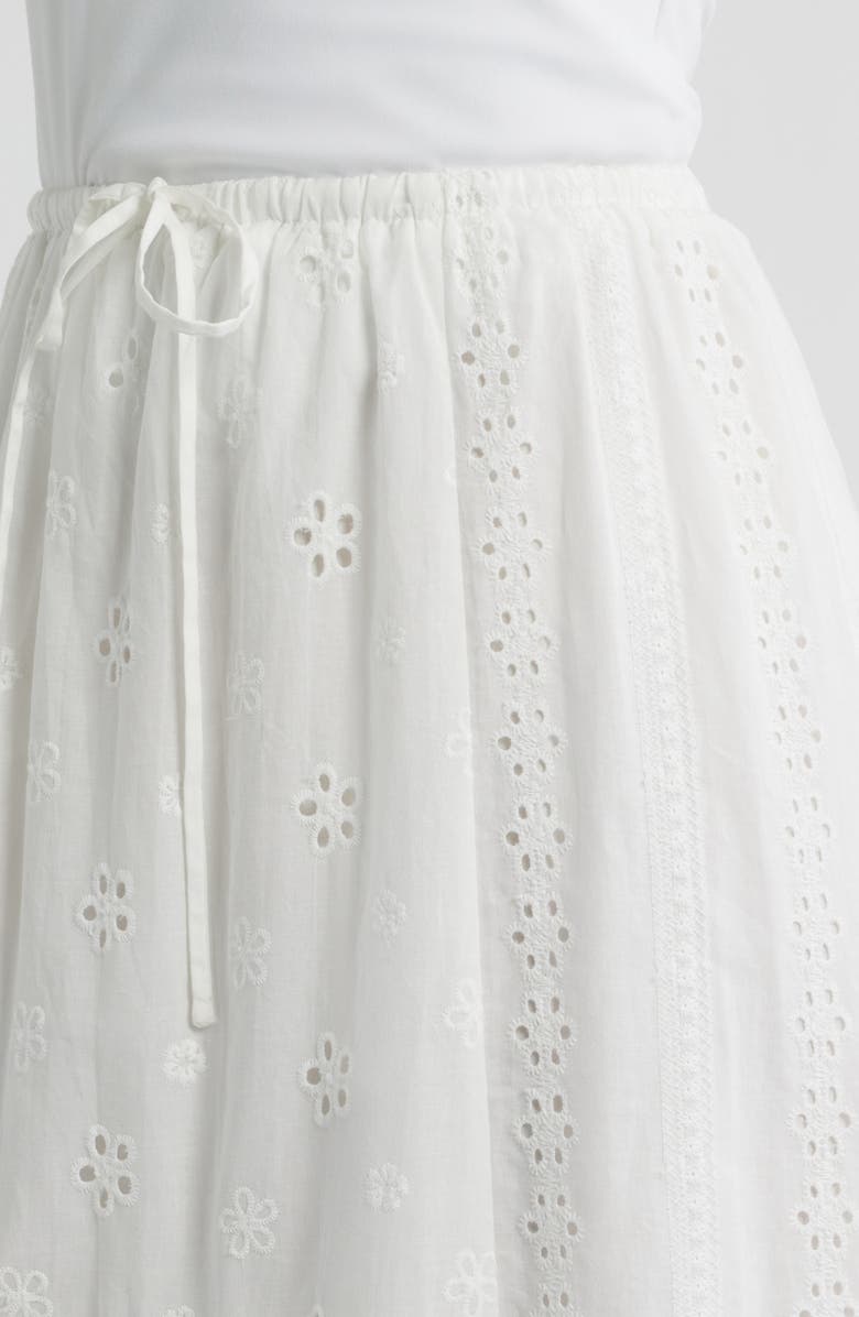 All in Favor Ruffle Embroidered Eyelet Tiered Maxi Skirt, Alternate, color, Off White