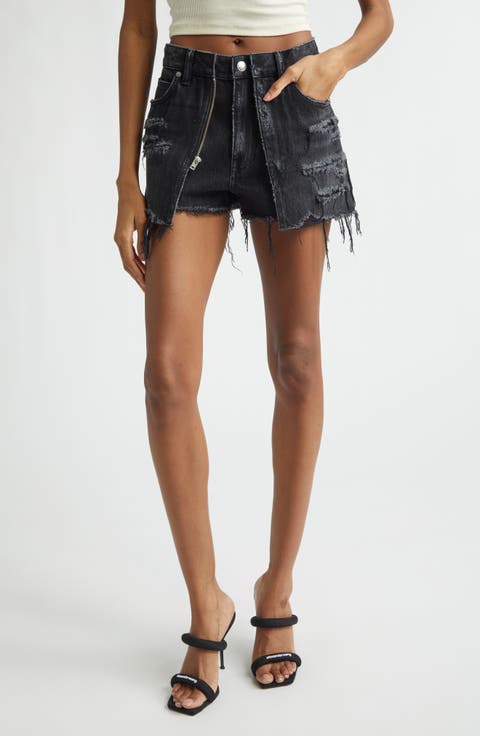 Distressed Double Layer Denim Skort