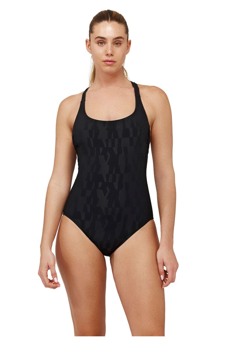 Ocean's Eleven Scoop Neck One Piece, Main, color, Multi Black