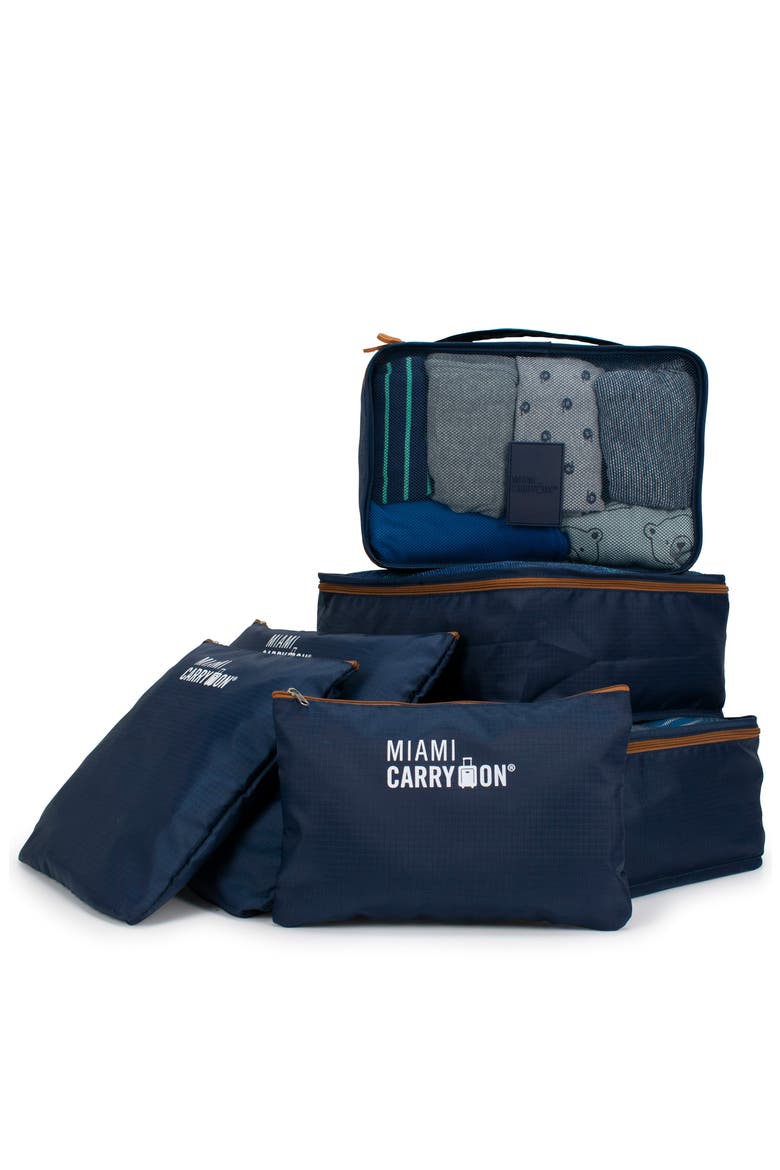 Essential Organizational 8 Piece Travel Kit, Alternate, color, Navy/Orange