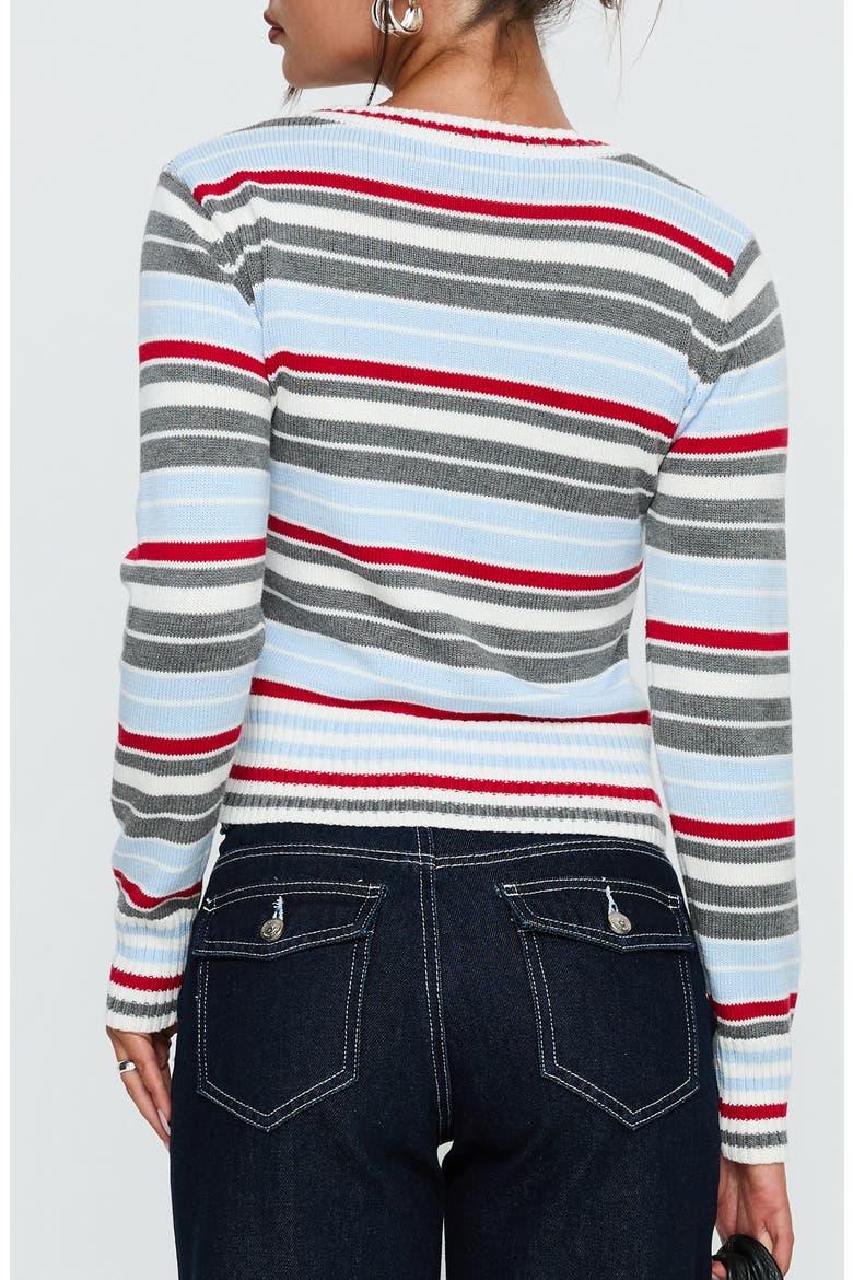 Briette Stripe Crewneck Sweater, Alternate, color, BLUE / RED STRIPE