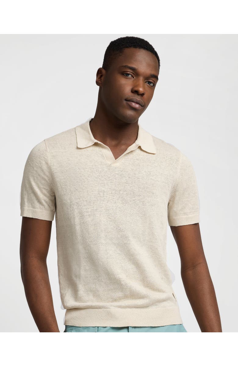 Onia Linen Johnny Collar Polo, Alternate, color, Sand