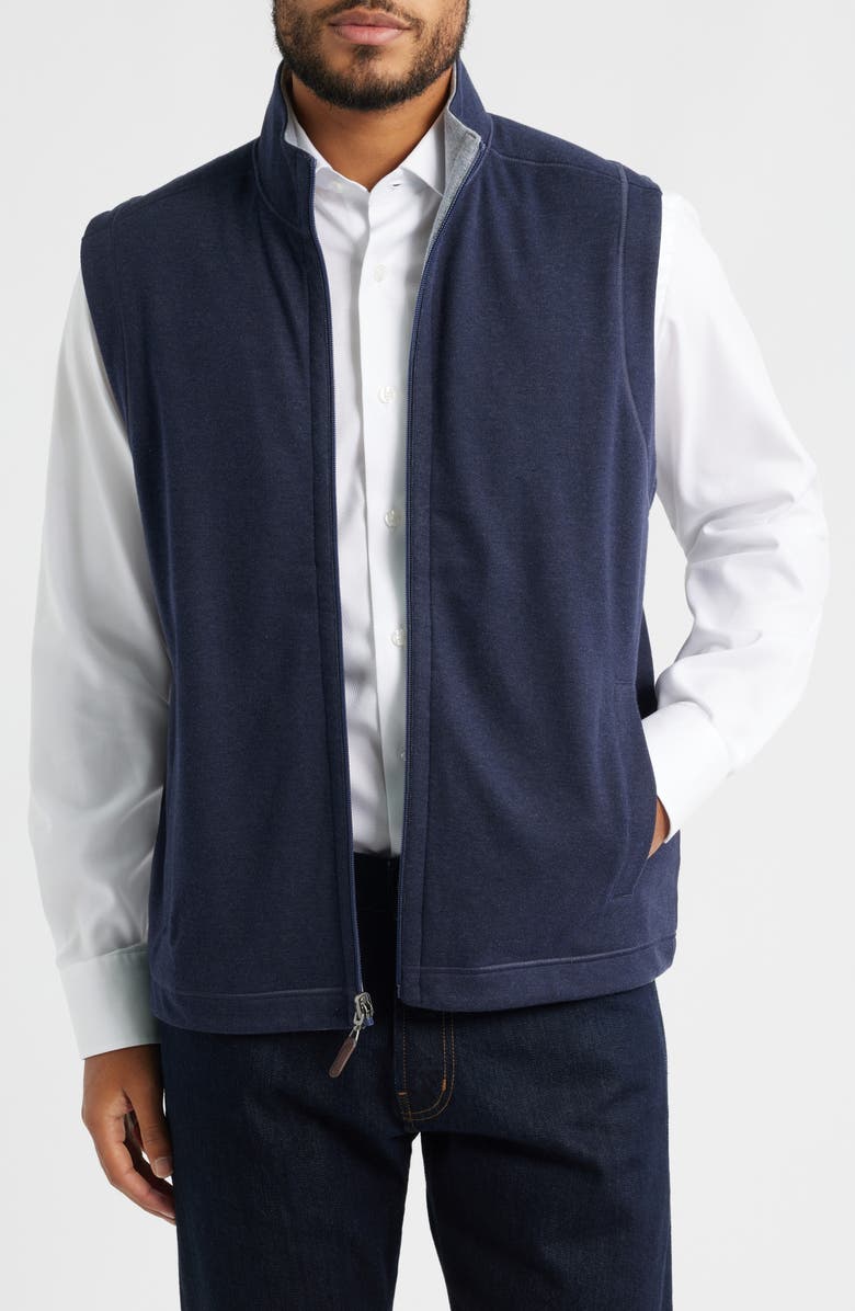 Johnston & Murphy Icon Reversible Knit Cotton Blend Vest, Main, color, Navy/ Storm