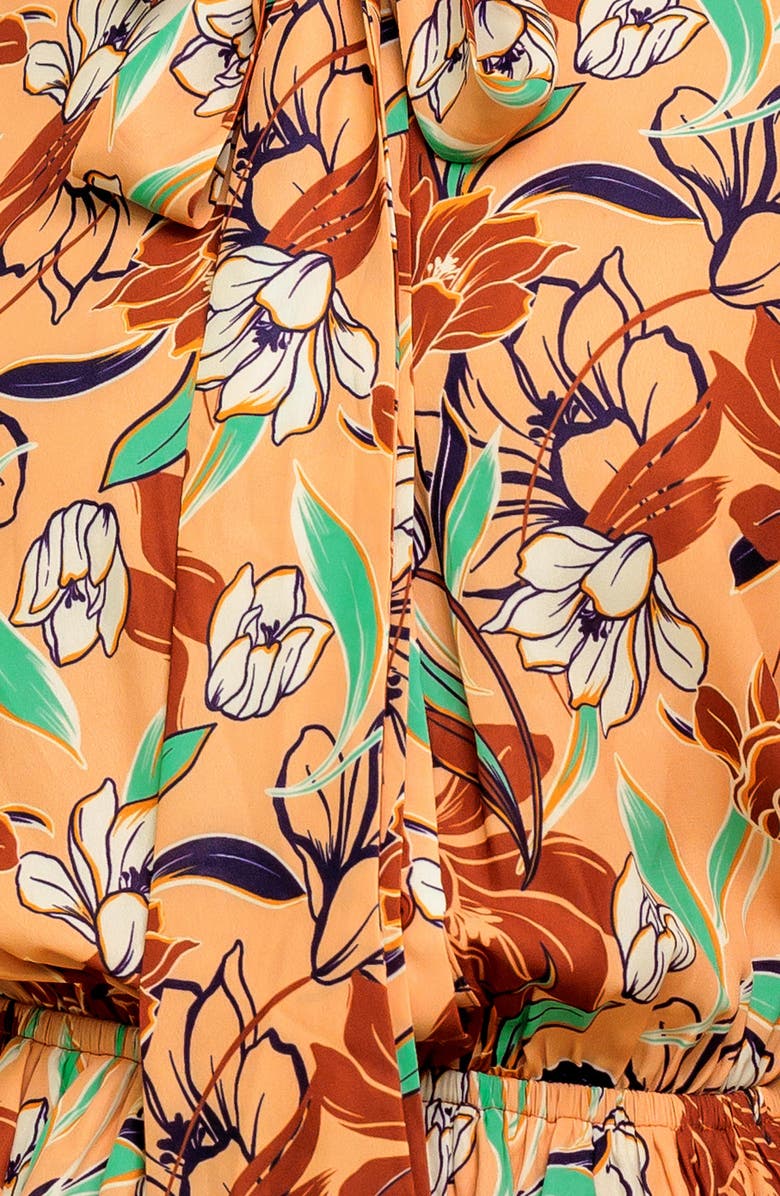 FLYING TOMATO Floral Long Sleeve Minidress, Alternate, color, Taupe Brown