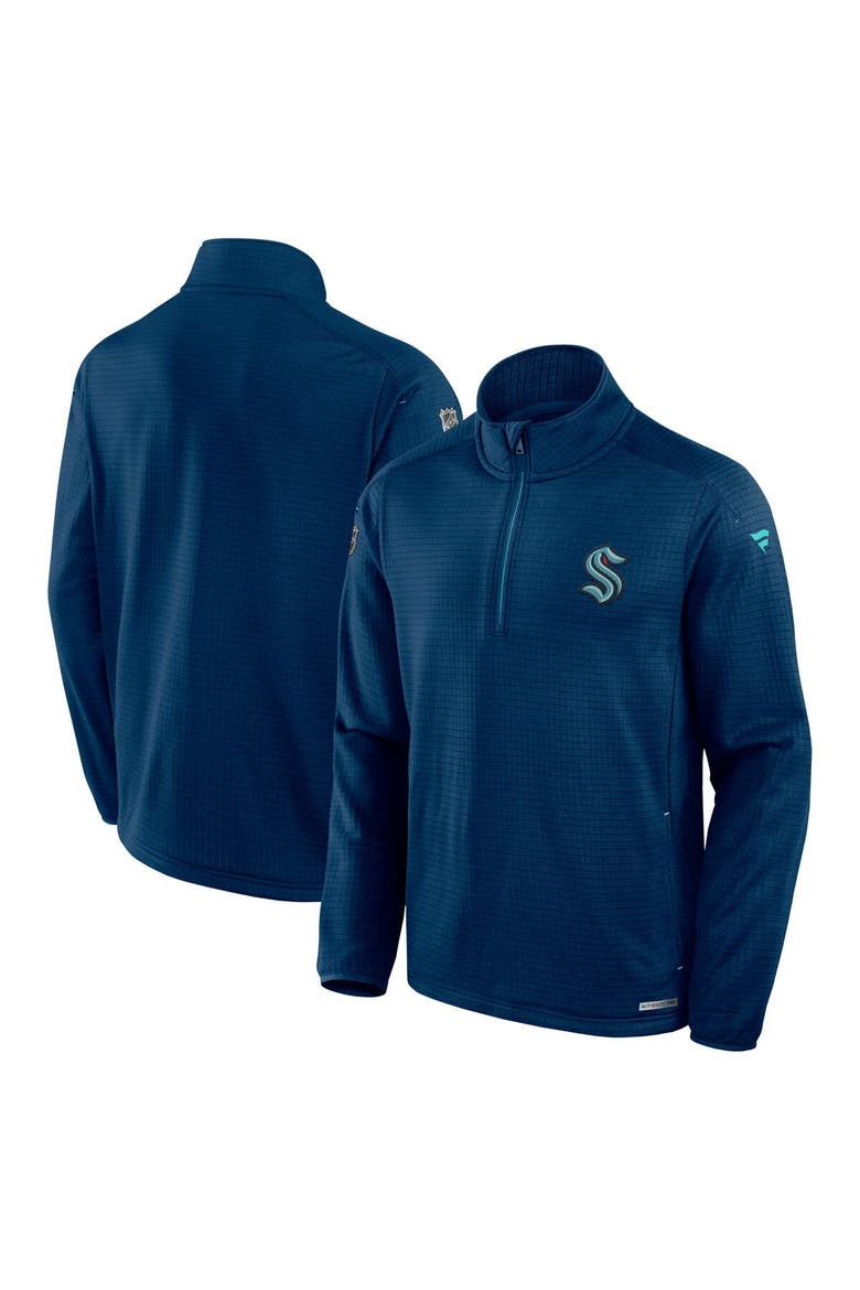 Men's Fanatics  Navy Seattle Kraken Big & Tall Authentic Pro Quarter-Zip Top, Main, color, Navy