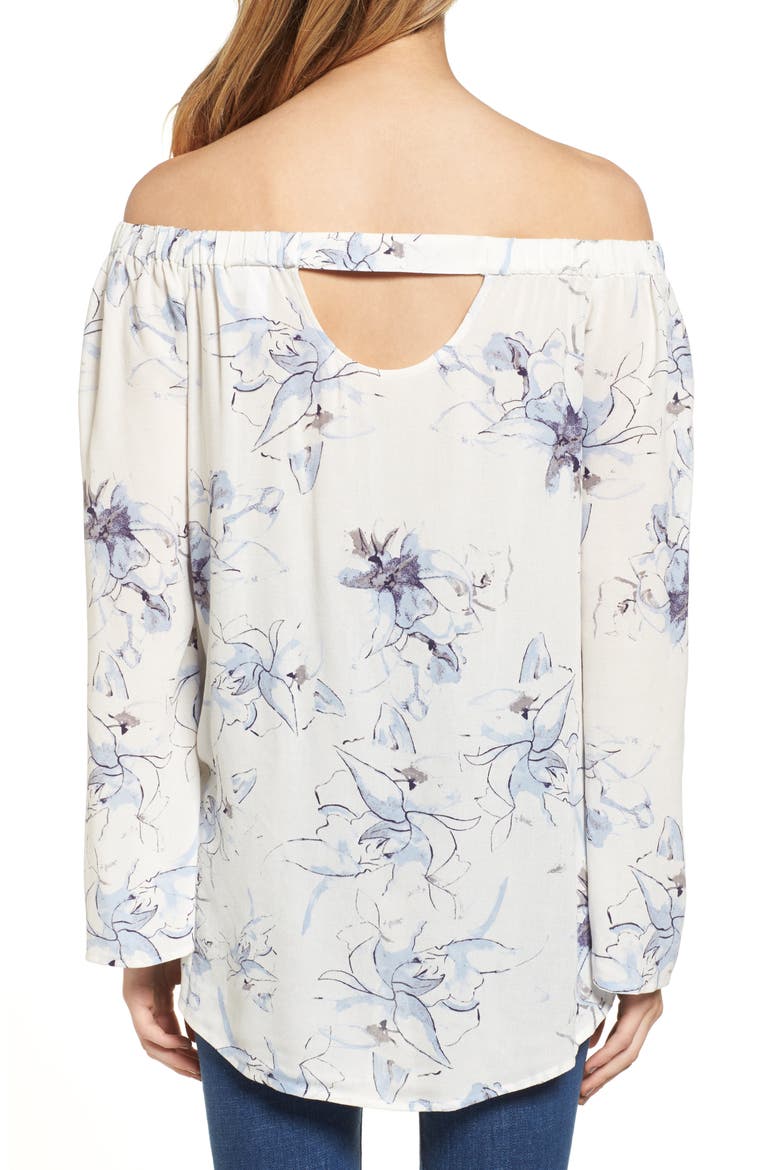 Off the Shoulder Tunic, Alternate, color, IVORY EGRET ABSTRACT FLORAL