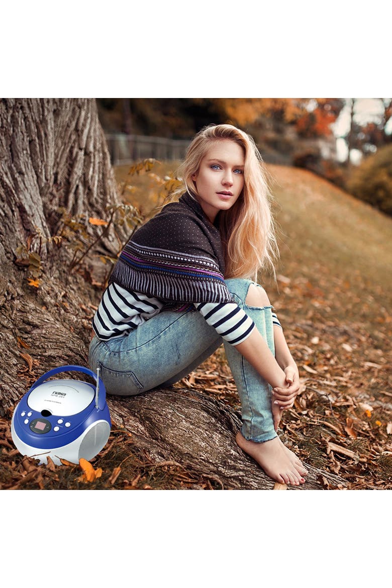 Portable CD Player with AM/FM Stereo Radio, Alternate, color, Blue