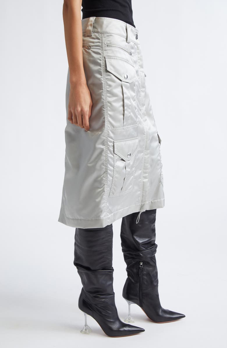 Vaquera Aviator Satin Cargo Skirt, Alternate, color, Light Grey 1