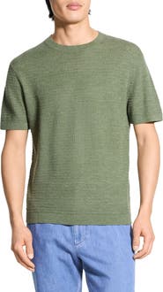 Theory Kolben Short Sleeve Linen & Cotton Blend Crewneck Sweater