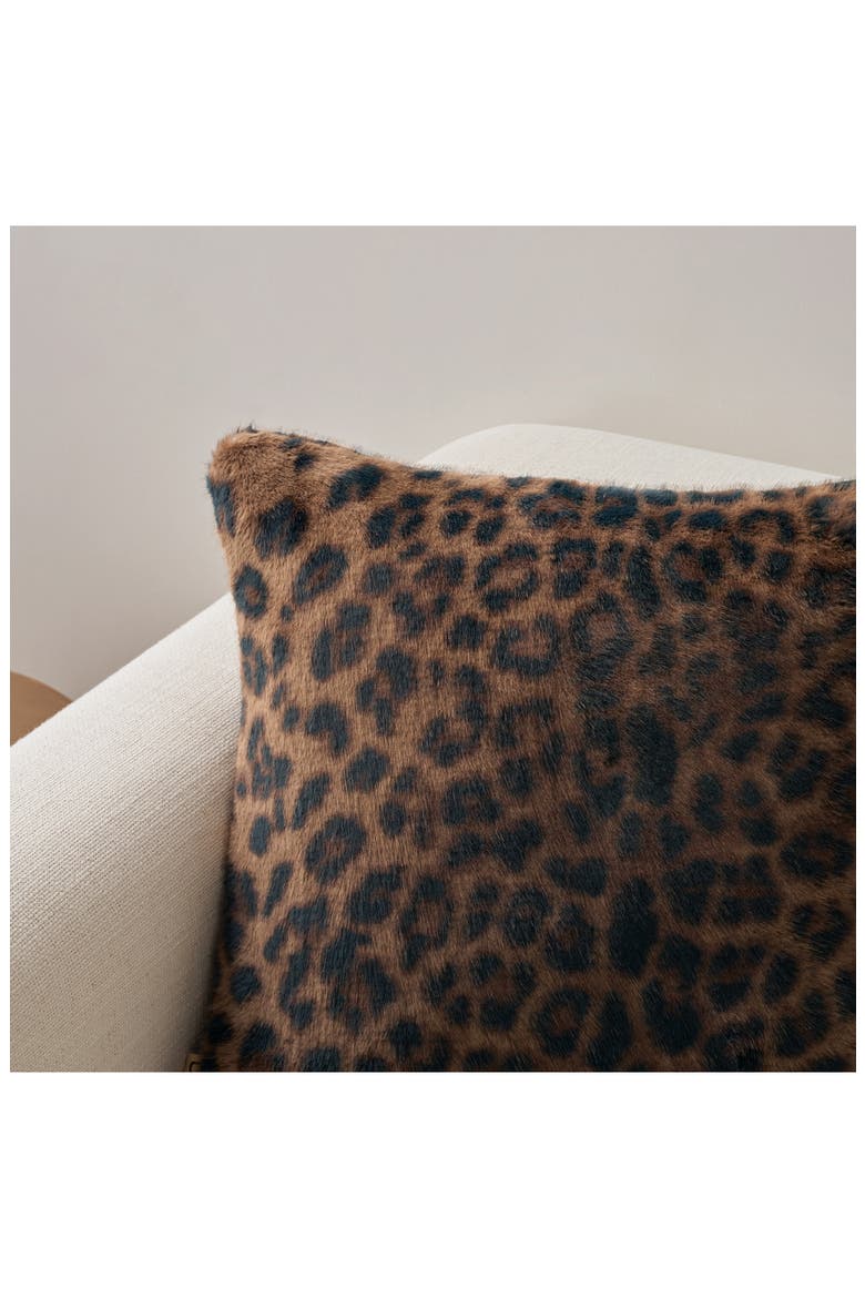 Everett Faux Fur Accent Pillow, Alternate, color, BLACK LEOPARD