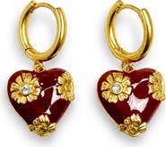 LA MENO Petal Heart Drop Hoop Earrings