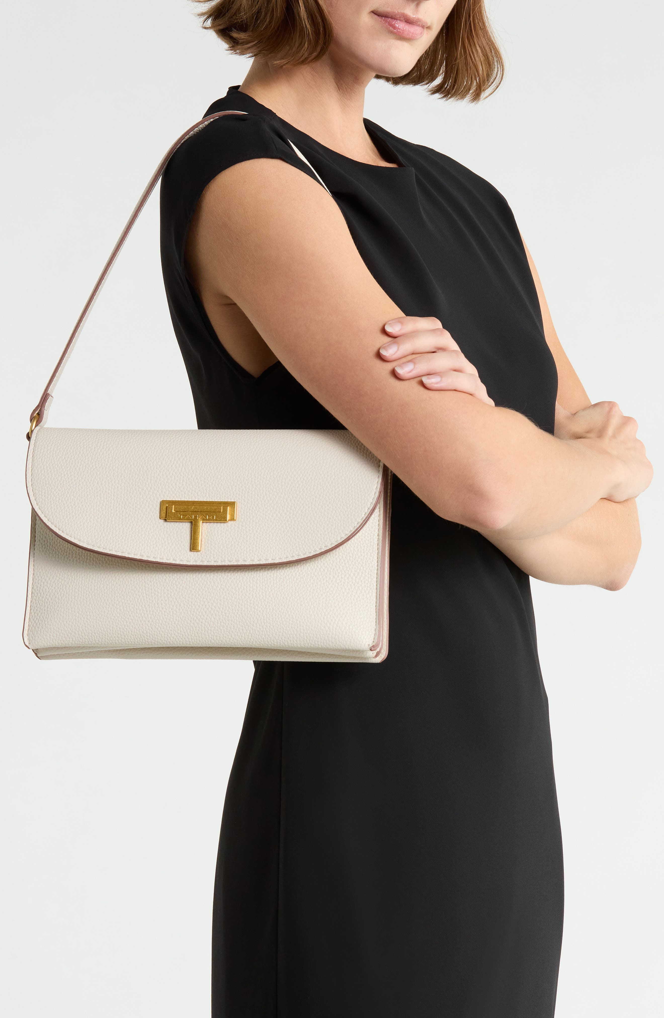 Harlan Faux Leather Shoulder Bag, Alternate, color, EGGSHELL