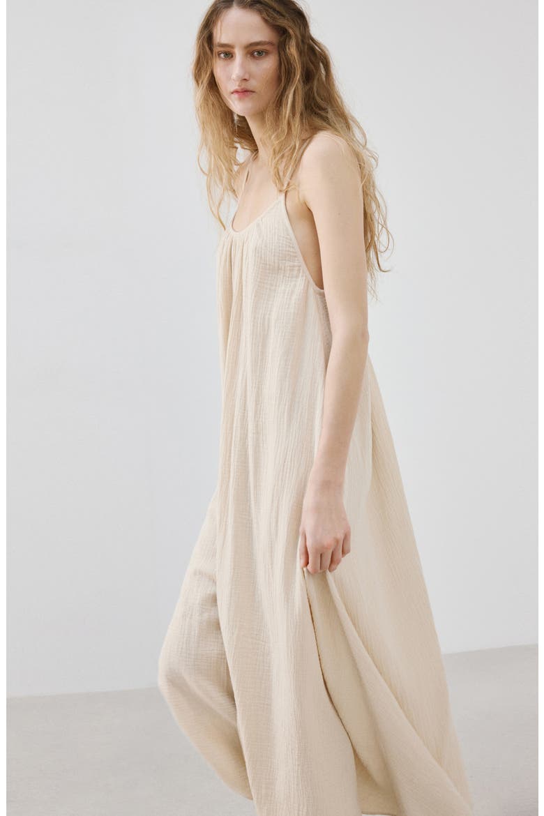 Sleeveless Cotton Nightgown, Alternate, color, ECRU