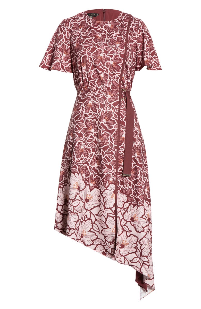 Ted Baker London Indigoo Amber Floral Asymmetrical Dress, Alternate, color,