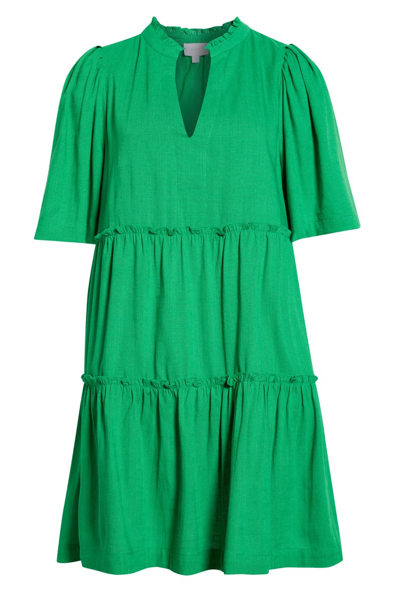 Gibson Dixie Tiered Cotton Dress, Alternate, color, KELLY-GREEN