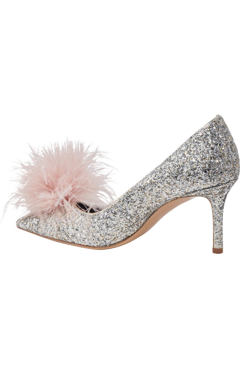 Kate Spade New York marabou pointed toe pump, Alternate, color, Gold/ Silver