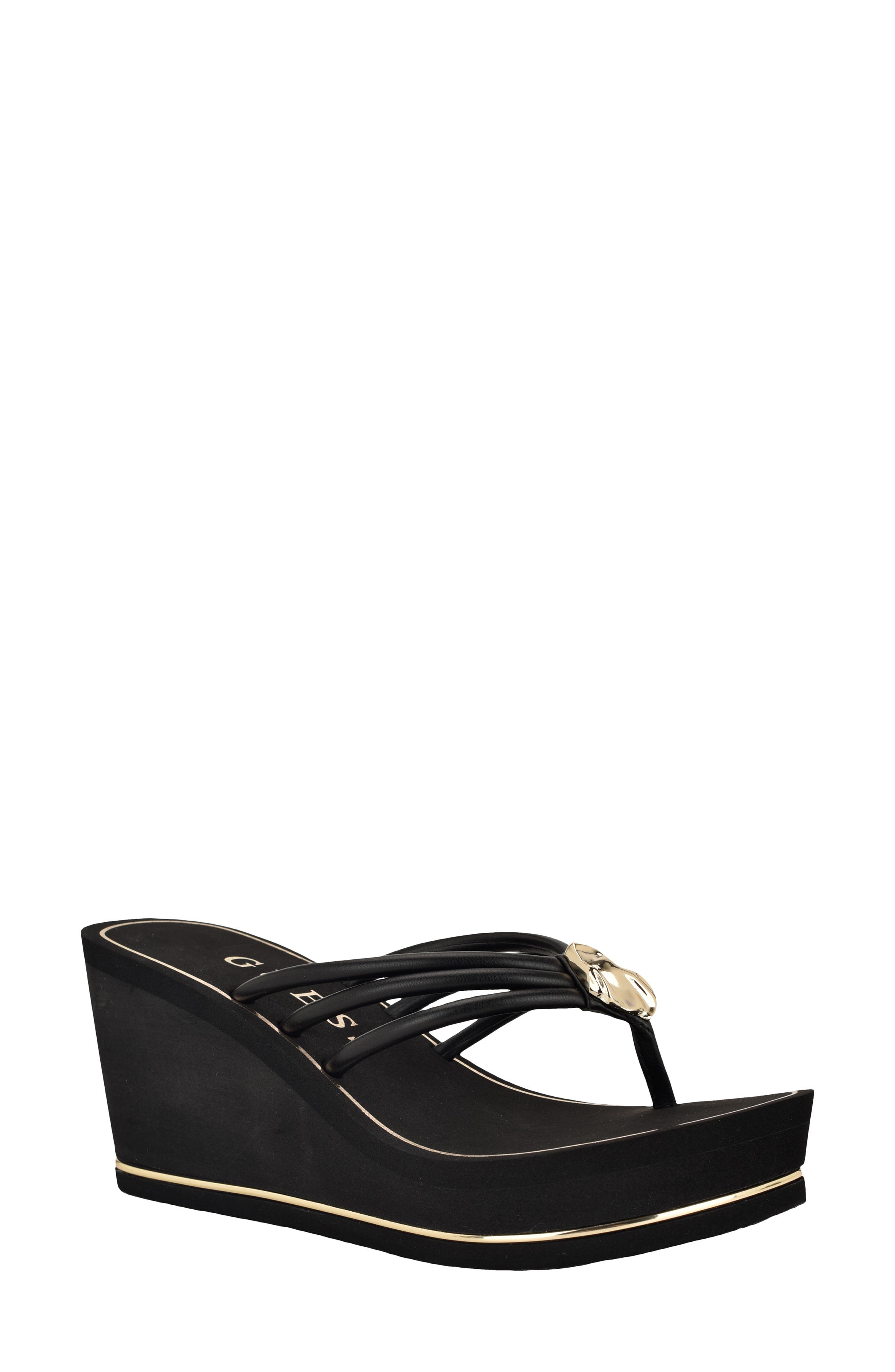 GUESS Sabrie Platform Wedge Sandal, Main, color, Black