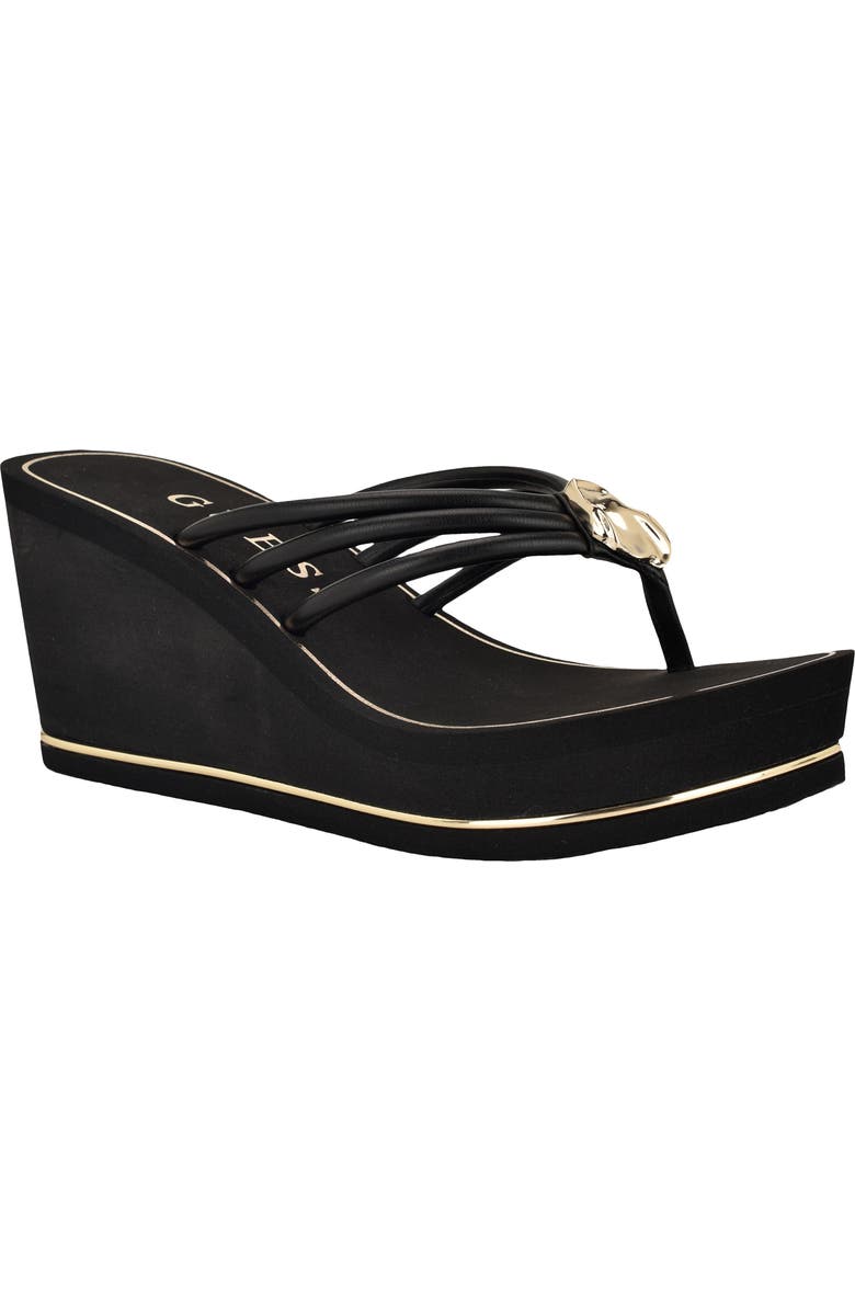 GUESS Sabrie Platform Wedge Sandal, Main, color, Black