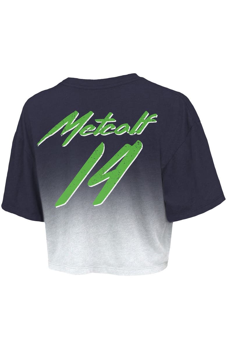Majestic Threads Women's Majestic Threads DK Metcalf Navy/White Seattle Seahawks Dip-Dye Player Name & Number Crop Top, Alternate, color, Navy