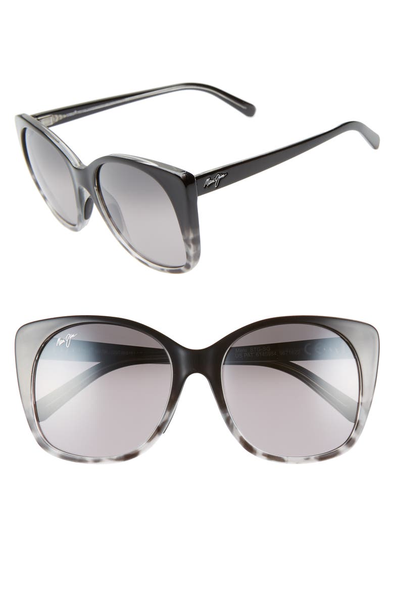 Mele 55mm PolarizedPlus2® Round Cat Eye Sunglasses, Main, color, BLACK GREY TORT/NEUTRAL GREY