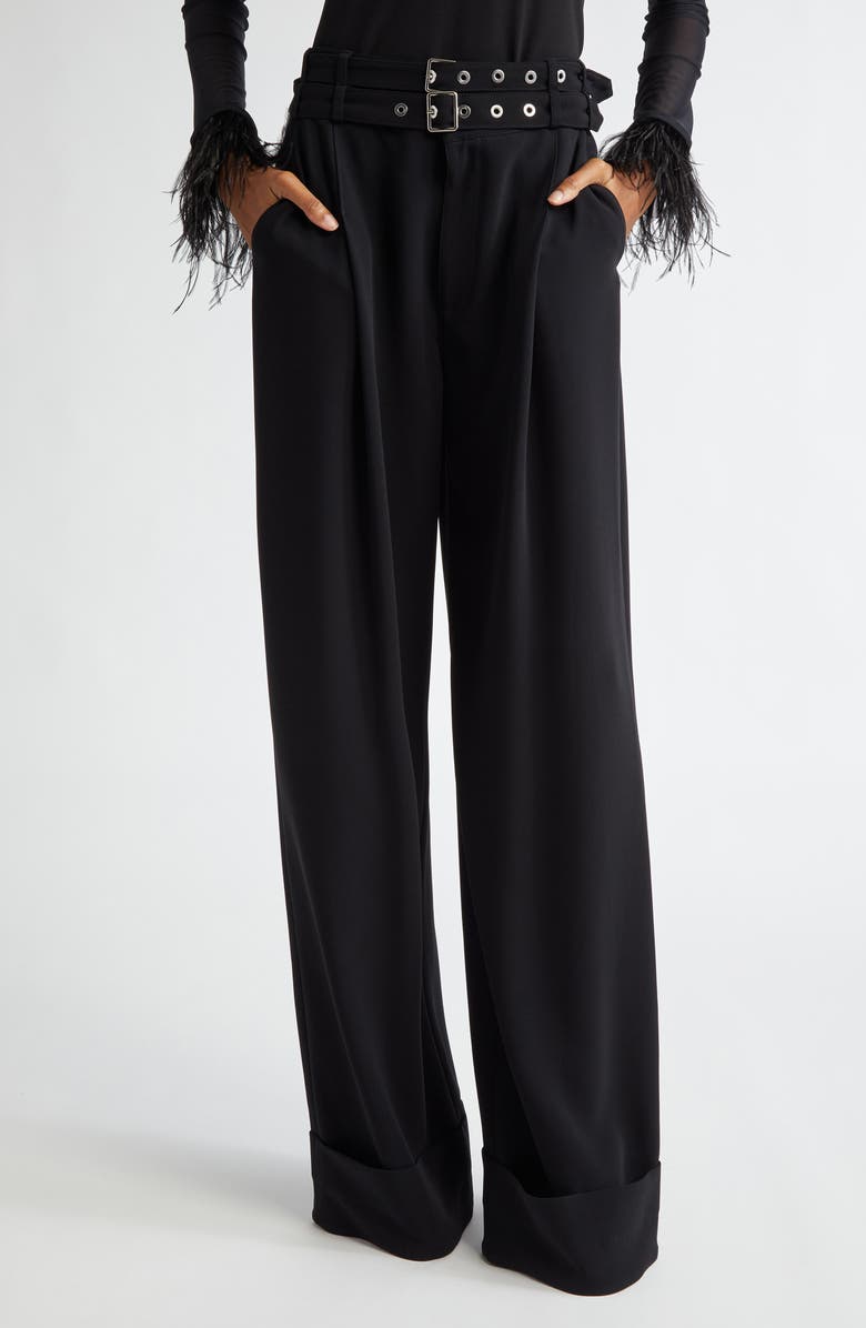 Cinq à Sept Cortina Belted Wide Leg Pants, Main, color, Black