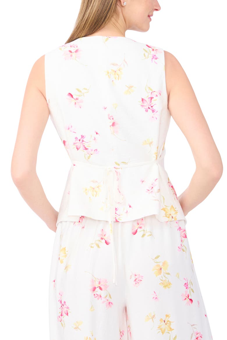 Floral Print Vest, Alternate, color, LEMON CREAM