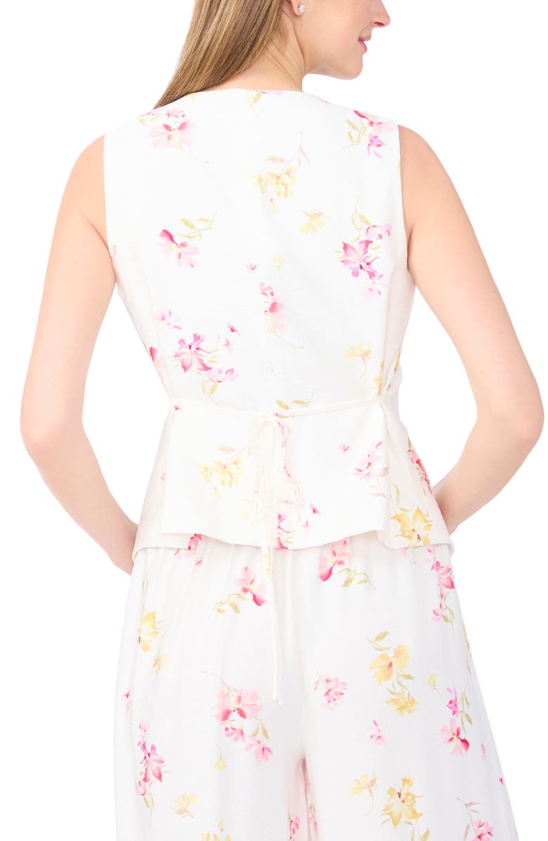 Vince Camuto Floral Print Vest, Alternate, color, Lemon Cream