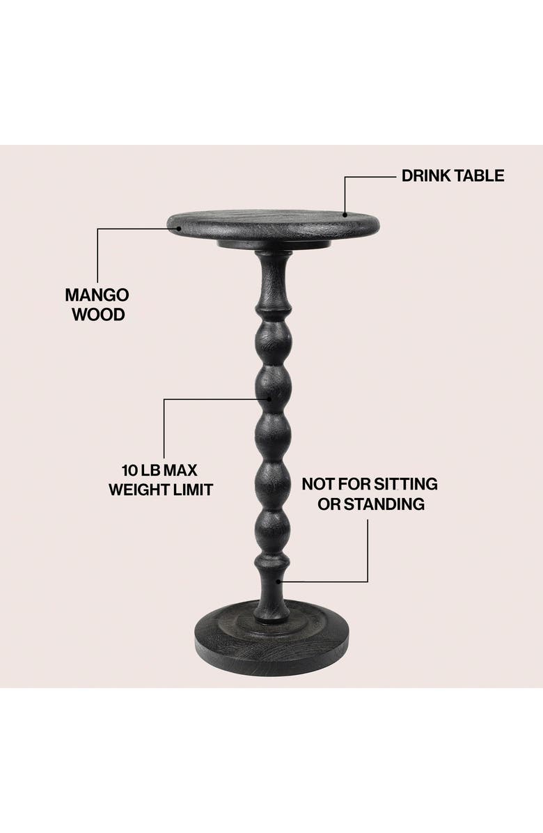 JONATHAN Y Augustus 24.5" Cottage Classic Spindle Wood Pedestal Round Drink Table and Decorative End Table, Alternate, color, Black