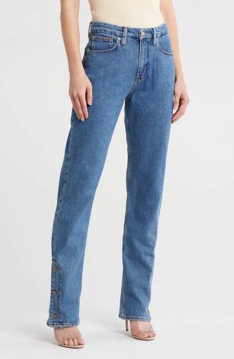 Good Icon Button Hem Jeans (Regular & Plus)