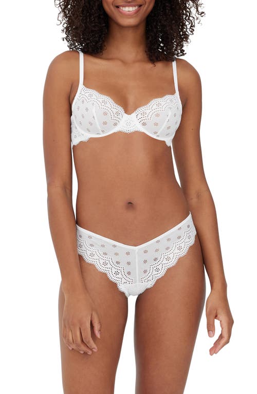 Skarlett Blue Smitten Underwire Eyelet Lace Demi Bra In White