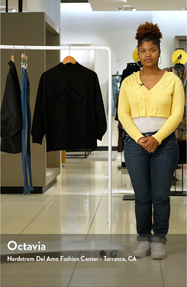 Kids' Essentials Long Sleeve Mock Neck Cotton Graphic T-Shirt, sales video thumbnail