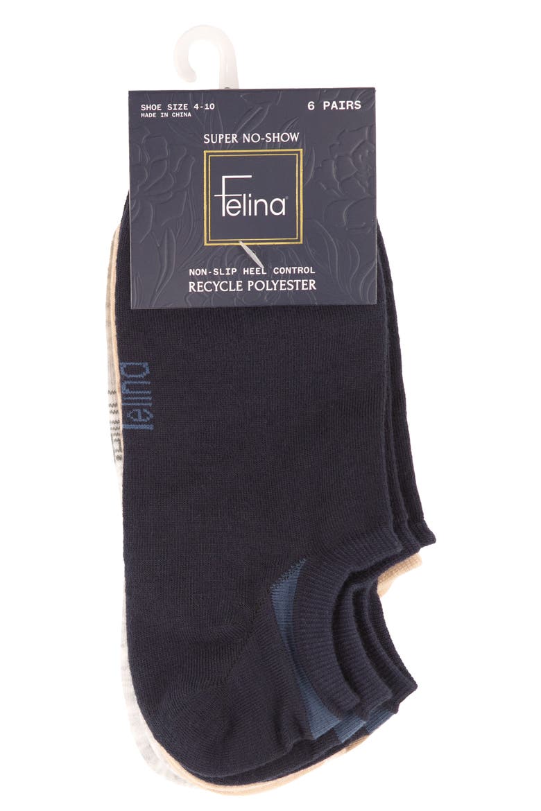 Assorted 6-Pack Super No-Show Socks, Alternate, color, BEIGE MULTI