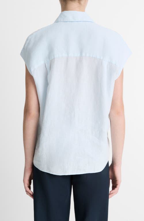 Shop Vince Dolman Sleeve Linen Shirt In Sky Mist