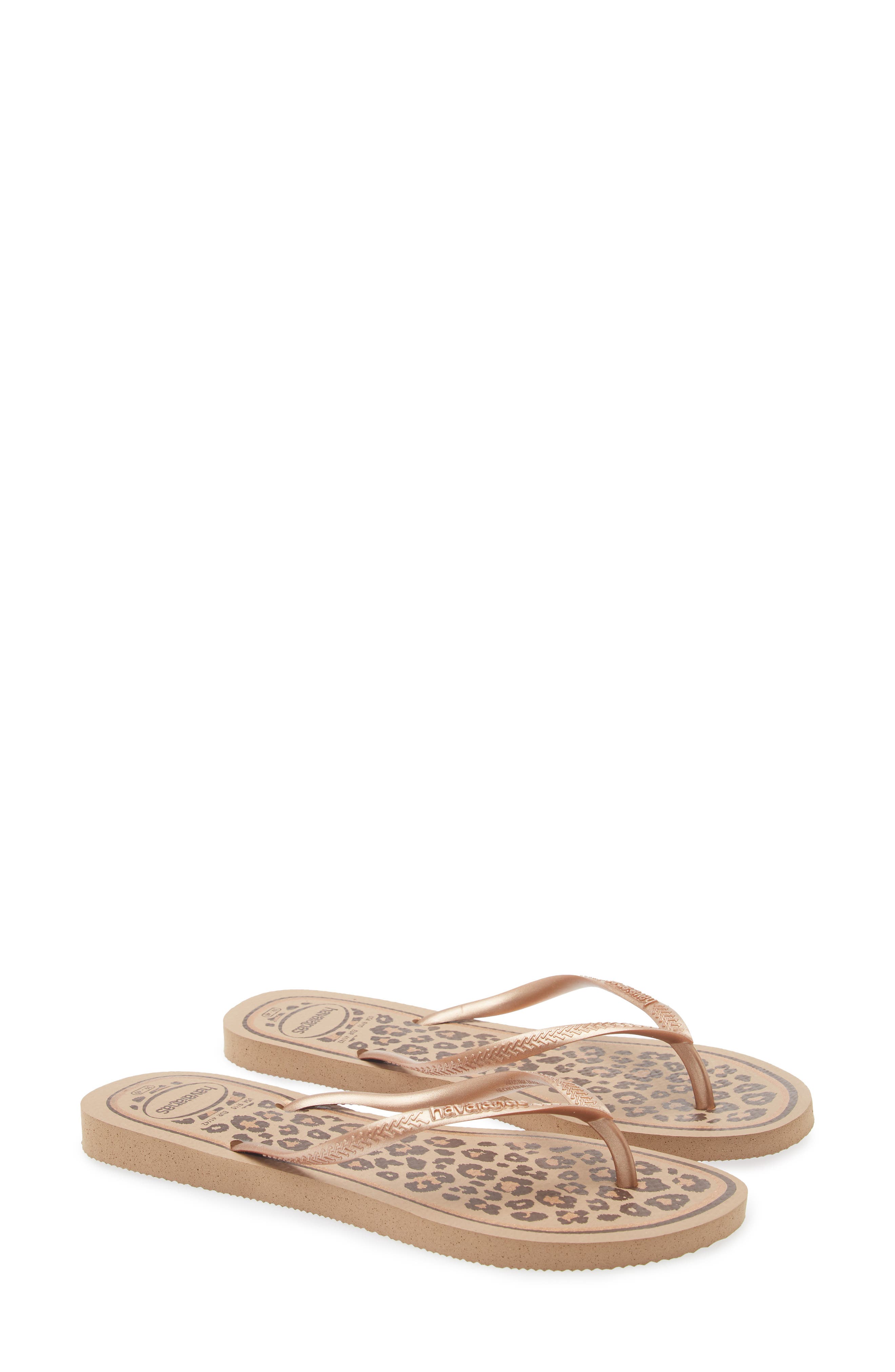 Havaianas Slim Animal Print Flip Flop, Main, color, Rose Gold/Rose Gold
