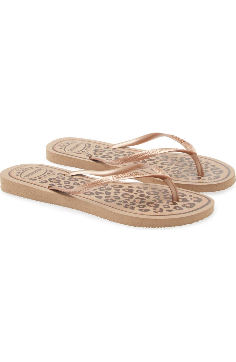 Havaianas Slim Animal Print Flip Flop, Main, color, Rose Gold/Rose Gold
