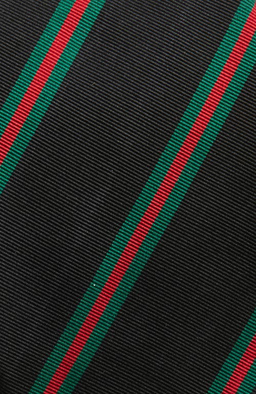 Drake's Sandwich Stripe Silk & Cotton Mogador Tie In Black Green Red
