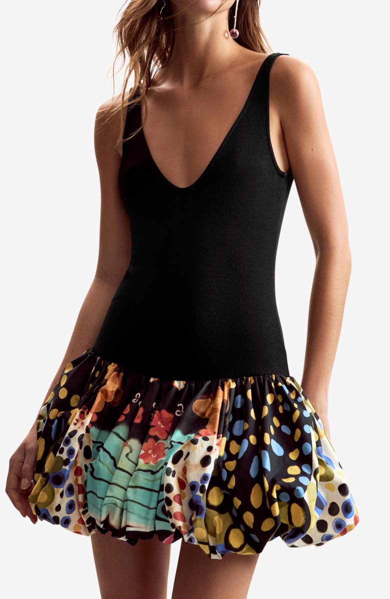 Desigual Lacroix Print Mixed Media Minidress, Alternate, color, 