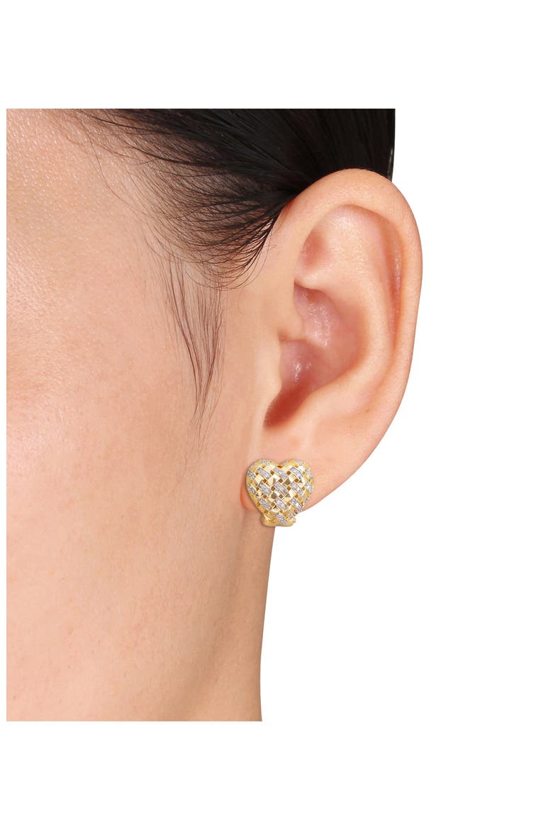 Diamond Lattice Heart Stud Earrings - 0.024 ctw, Alternate, color, WHITE