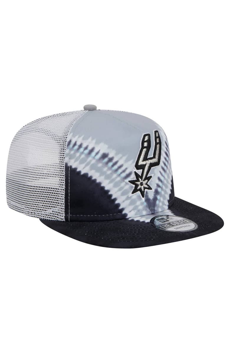 New Era Men's New Era Black/Silver San Antonio Spurs Throwback Dye Golfer Snapback Hat, Alternate, color, Black