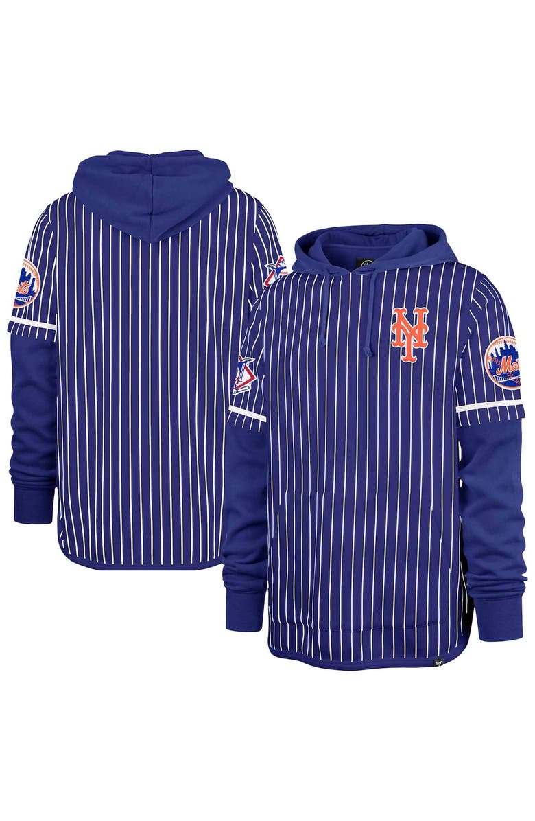 '47 Men's '47 Royal New York Mets Pinstripe Double Header Pullover Hoodie, Alternate, color, Royal