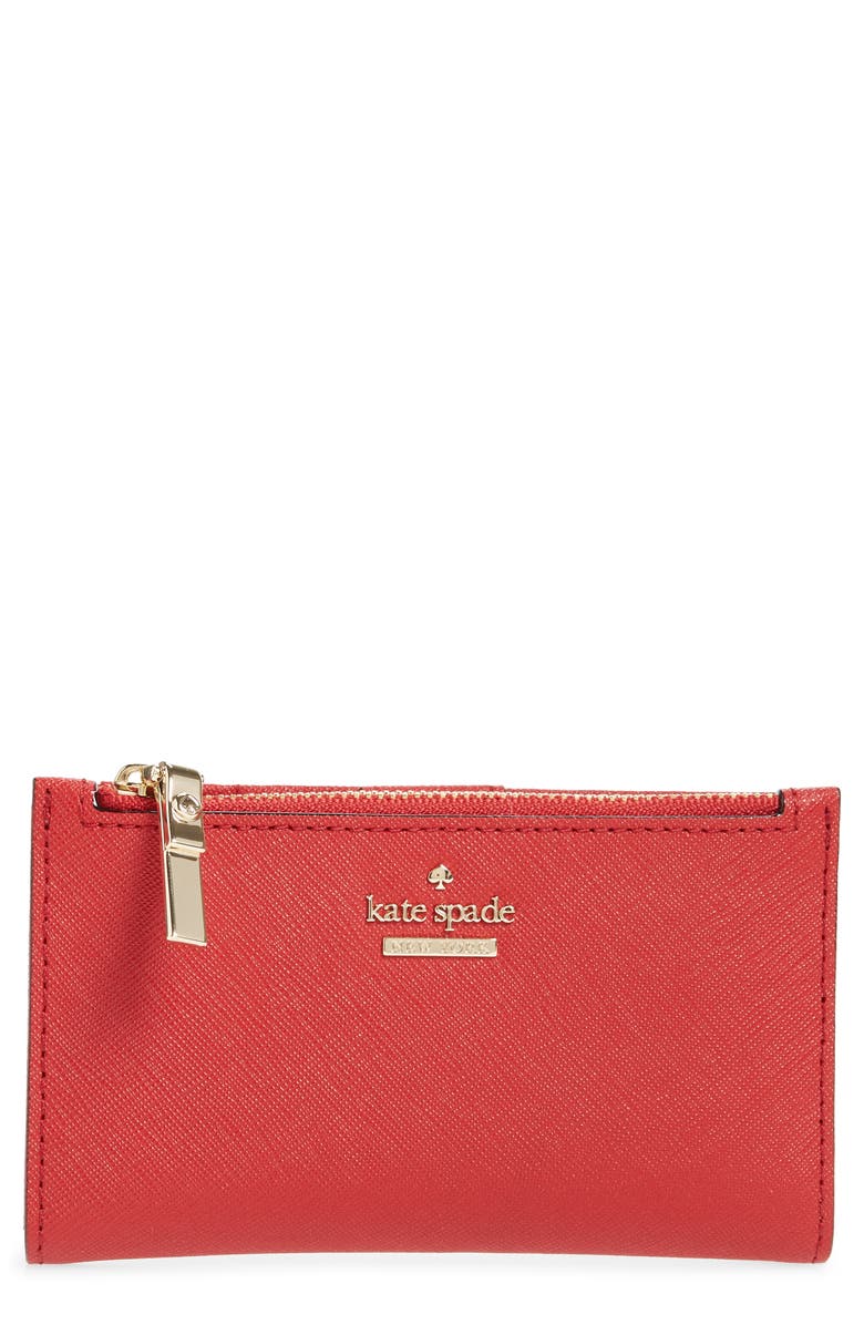 Kate Spade New York cameron street – mikey crosshatched leather wallet, Main, color, 