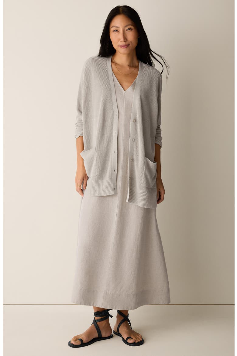 eileen fisher linen midi dress Eileen Fisher V-Neck Dress