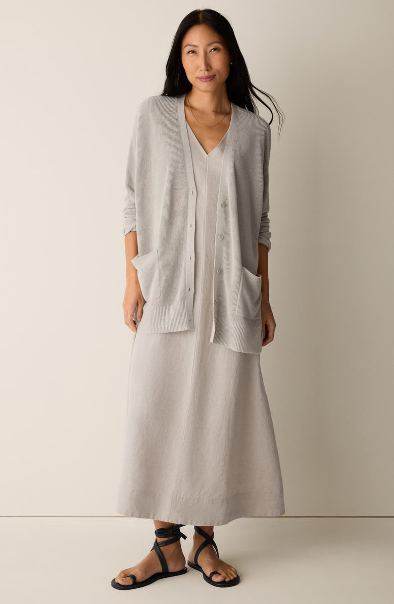 Eileen Fisher Sleeveless Organic Linen Midi Shift Dress, Alternate, color, Undyed Natural